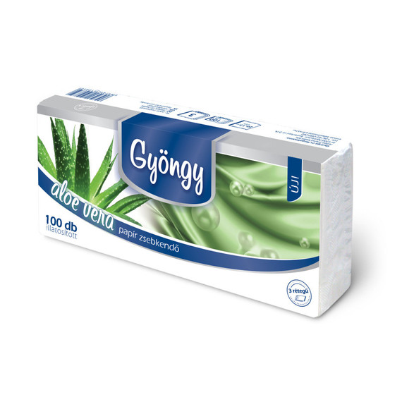 Gyöngy papírzsebkendő 3 rétegű 100db aloe vera