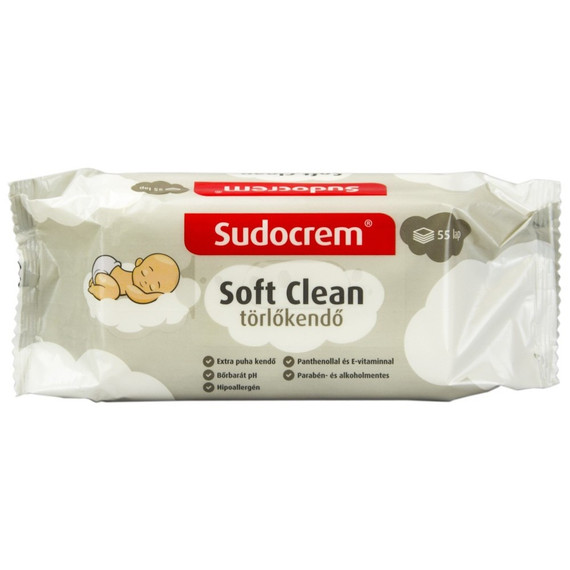 SUDOCREM Törlőkendő, Soft Clean, 55 lapos