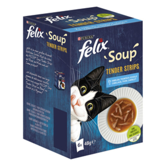 Felix Soup Tender strips Halas válogatás szószban nedves macskaeledel falatkákkal 6x48g