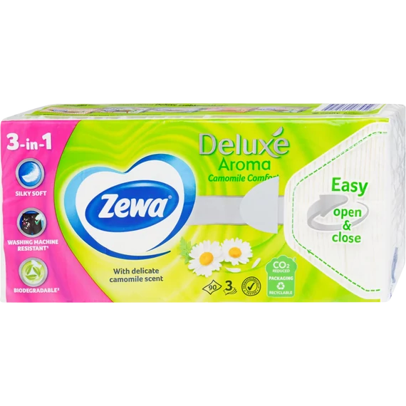 Zewa Deluxe Camomile Comfort papír zsebkendő, 3 rétegű, 90 db