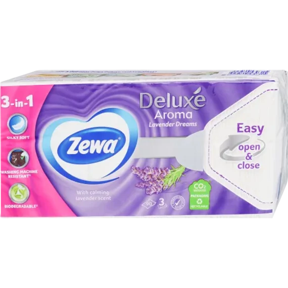 Zewa Deluxe Lavender Dreams papírzsebkendő, 3 rétegű, 90 db