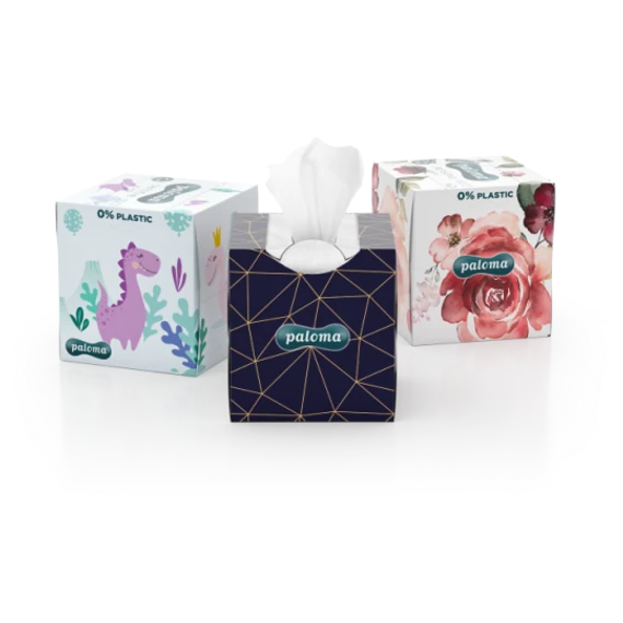 PALOMA Papírzsebkendő 3rétegű 60db DOBOZOS SENSITIVE CARE (KOCKA)