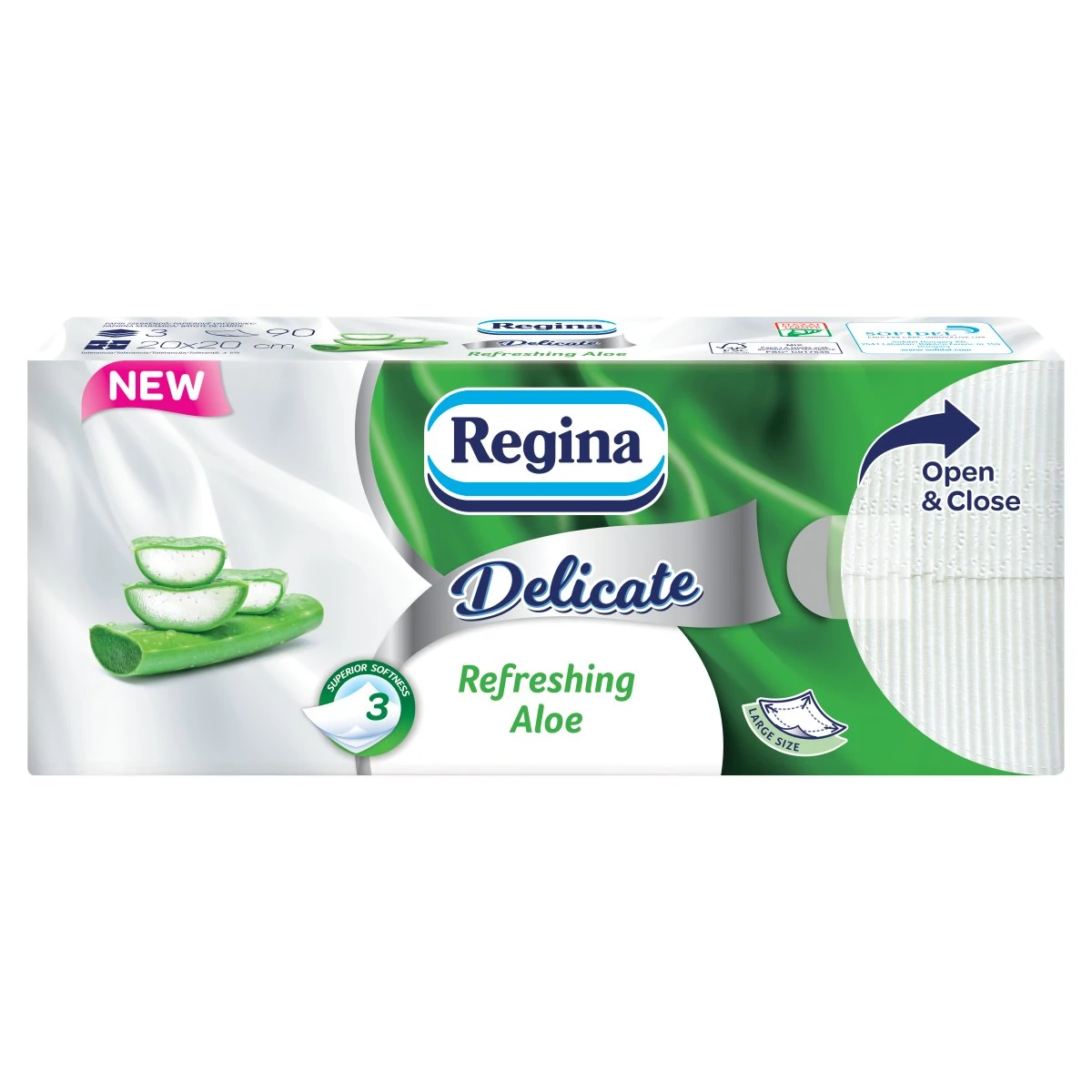 Regina Bianka Aloe Vera papírzsebkendő, 3 rétegű, 90db